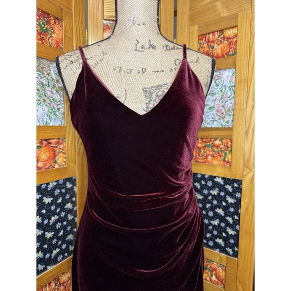 BETSY ADAM Purple Maroon Velvet Evening Gown Dress Slit Pageant Prom Wedding Sz6 - Picture 3 of 10